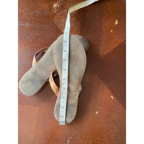 Tory Burch Women's Gold Thora Thong Flat Casual Sandals - 6 1/2 M - Picture 11 of 13